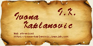 Ivona Kaplanović vizit kartica